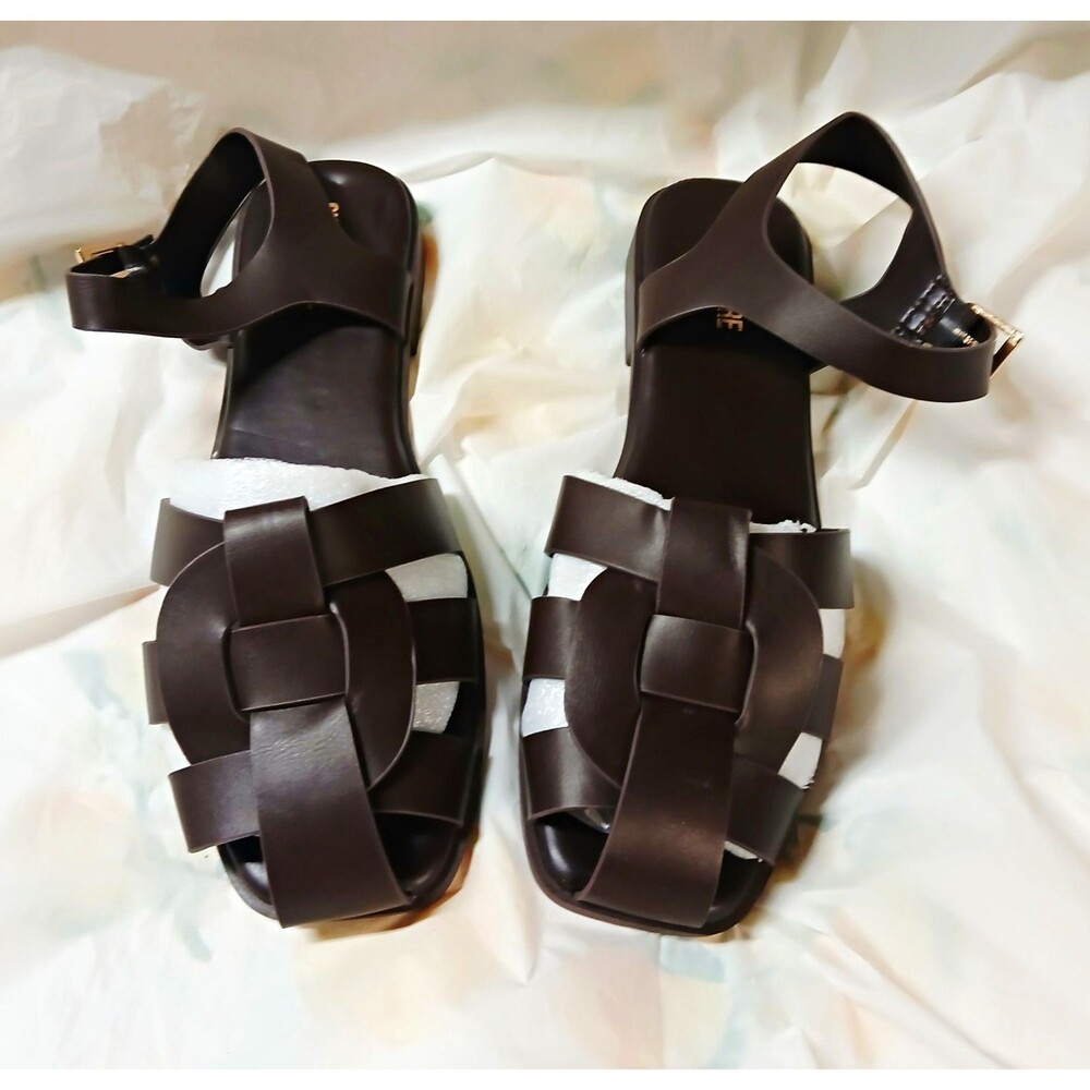 CUSHIONAIRE Brown Strappy Sandals Ankle Strap Buckle Accent Flat US 11 EU 42